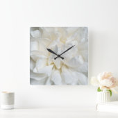 Witte Engelse roos close-up Vierkante Klok (Huis)