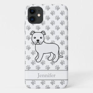 Witte Engelse Staffie Schattige Cartoon Hond & Naa Case-Mate iPhone Case