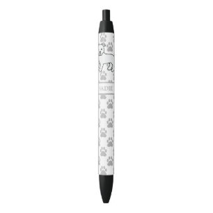 Witte Engelse Staffie Schattige Cartoon Hond & Naa Zwarte Inkt Pen