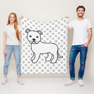 Witte Engelse Staffie Schattige Cartoon Hond & Poo Fleece Deken