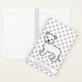 Witte Engelse Staffie Schattige Cartoon Hond & Tek Planner (Display)