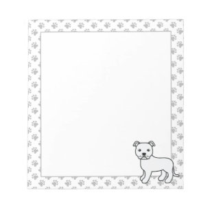 Witte Engelse Staffie Schattigee Cartoon Dog Notitieblok