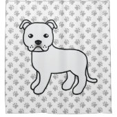 Witte Engelse Staffordshire Bull Terrier Hond Douchegordijn (Voorkant)