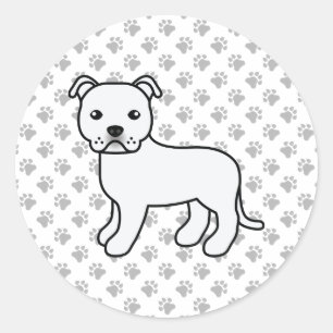 Witte Engelse Staffordshire Bull Terrier Hond Ronde Sticker