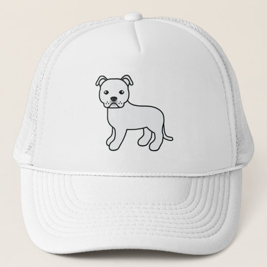 Witte Engelse Staffordshire Bull Terrier Hond Trucker Pet (Voorkant)