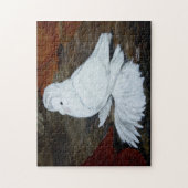 Witte Engelse trompetduif Legpuzzel (Verticaal)