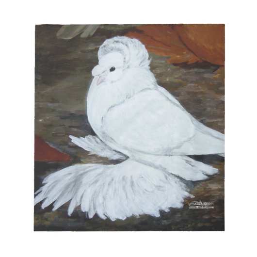 Witte Engelse trompetduif Notitieblok (Voorkant)