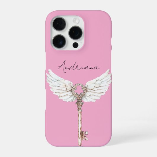 Witte engelveren sleutel iPhone hoesje (Achterkant)