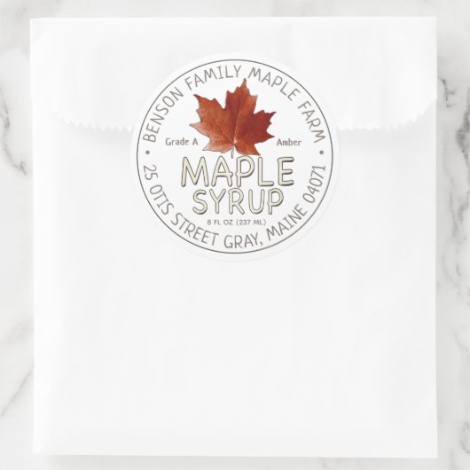 Witte esdoornsiroop label met rode suikeresdoornbl (Tas)