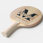 Witte essen hout monogram & naam overlay tafeltennisbatje (Voorkant Gekanteld)