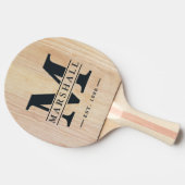 Witte essen hout monogram & naam overlay tafeltennisbatje (Zijkant)