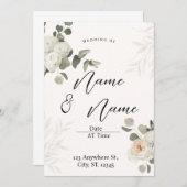 Witte esthetische eucalyptus bruiloft uitnodiging (Voorkant / Achterkant)