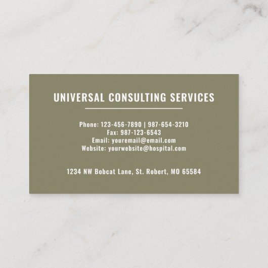 Witte Esthetische Sage Groene Bloemen Professionee Visitekaartje (Achterkant)