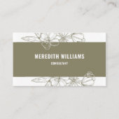 Witte Esthetische Sage Groene Bloemen Professionee Visitekaartje (Voorkant)
