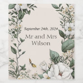 Witte etiketten van magnesiumoxide en vlinderwijne (Enkel label)