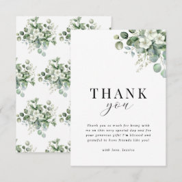 Witte Eucalyptus Aquarel Bloem Bruiloft Feest Bedankkaart
