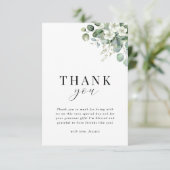 Witte Eucalyptus Aquarel Bloem Bruiloft Feest Bedankkaart (Staand voorkant)