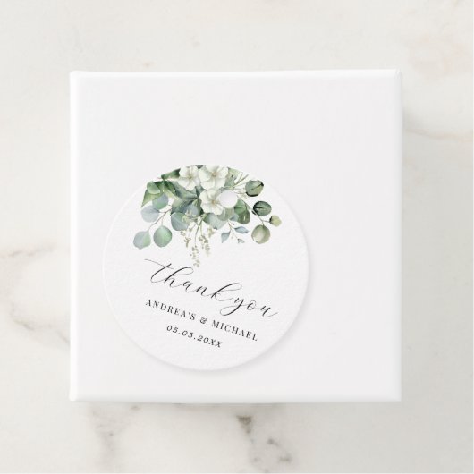 Witte Eucalyptus bloemenelegante bruiloft dank u Bedankjes Labels (In situ)