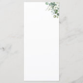 Witte eucalyptus bloemenzomer Natuur bruiloft Menu (Achterkant)