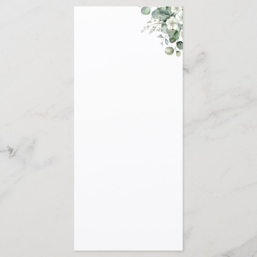 Witte eucalyptus bloemenzomer Natuur bruiloft Menu (Achterkant)