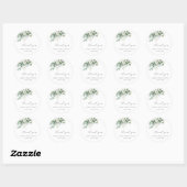 Witte Eucalyptus Bloemige Bruiloftsdankjewel Ronde Sticker (Vel)