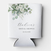 Witte Eucalyptus Bloemige Bruiloftsshower Favor Blikjeskoeler (Voorkant)