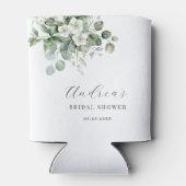 Witte Eucalyptus Bloemige Bruiloftsshower Favor Blikjeskoeler (Achterkant)