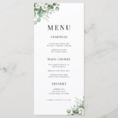 Witte Eucalyptus Bloemrijke Zomer Natuur Bruiloft Menu (Voorkant)