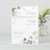 Witte Eucalyptus Elegance Bruid Ouders Bruiloft Kaart (Staand voorkant)