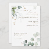 Witte Eucalyptus Elegance Bruid Ouders Bruiloft Kaart (Voorkant / Achterkant)