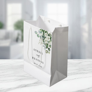Witte Eucalyptus Floral minimalistische elegante b Medium Cadeauzakje