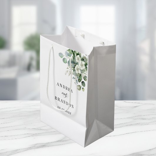 Witte Eucalyptus Floral minimalistische elegante b Medium Cadeauzakje