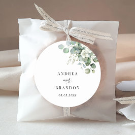 Witte Eucalyptus Floral minimalistische elegante b Ronde Sticker