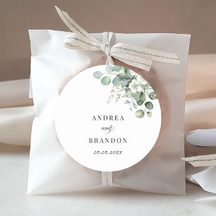 Witte Eucalyptus Floral minimalistische elegante b Ronde Sticker