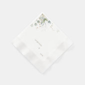 Witte Eucalyptus gepersonaliseerde bruiloft cockta Servet (Hoek)