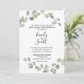 Witte eucalyptus takken bruiloft kaart (Staand voorkant)