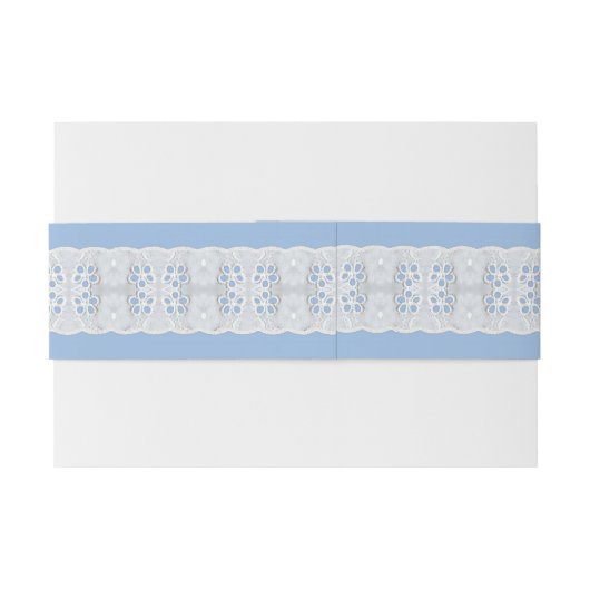 Witte Eyelet Kant op Blauw Uitnodigingen Wikkel (Achterkant Voorbeeld)