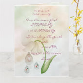 Witte Fairy druppeltjes 1 ste verjaardagskaart Kaart (Gele Bloem)