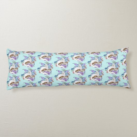 Witte Fairy Kat Paddestoel Lichaamskussen (Achterkant)