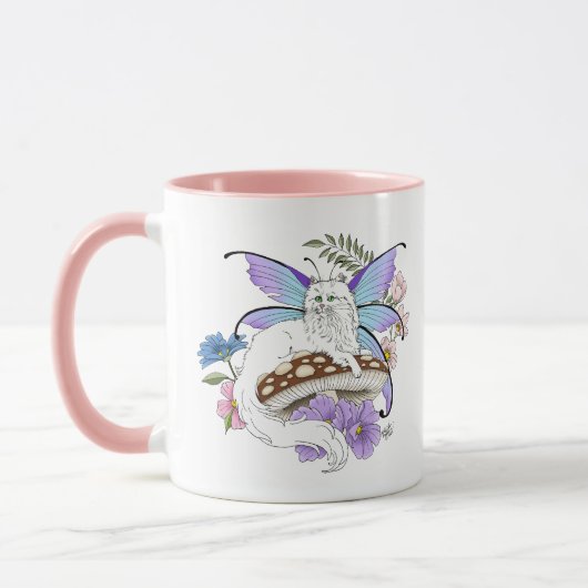 Witte Fairy Kat Paddestoel Mok (Links)