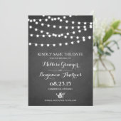 Witte Fairy Lights Faux Krijtbord Huwelijk Save The Date (Staand voorkant)
