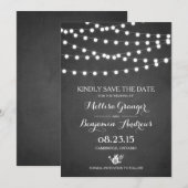 Witte Fairy Lights Faux Krijtbord Huwelijk Save The Date (Voorkant / Achterkant)
