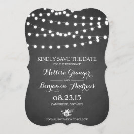 Witte Fairy Lights Faux Krijtbord Huwelijk Save The Date