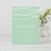 Witte Fairy Lights Mint Groen Graduation Party Kaart (Staand voorkant)