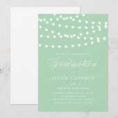 Witte Fairy Lights Mint Groen Graduation Party Kaart (Voorkant / Achterkant)