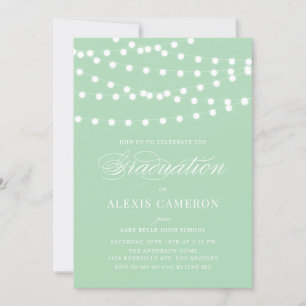 Witte Fairy Lights Mint Groen Graduation Party Kaart
