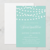 Witte Fairy Lights | Paarse afstudeerfeest Kaart (Voorkant / Achterkant)