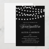 Witte Fairy Lights Zwart Graduation Party Kaart (Voorkant / Achterkant)
