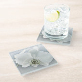 Witte faleonopsis orchidee glazen onderzetter (Schuin)