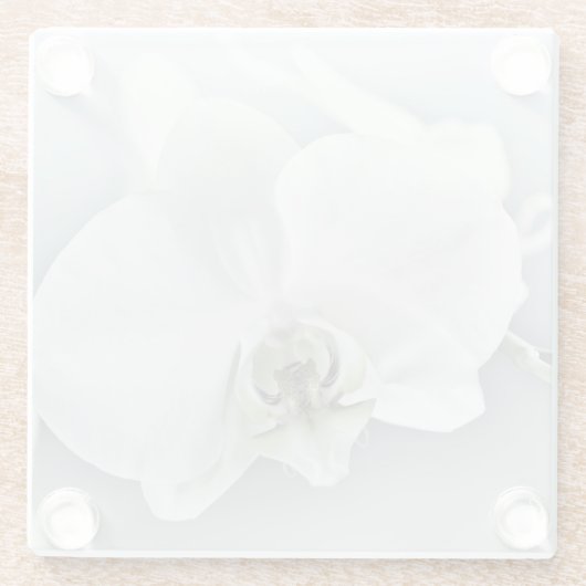 Witte faleonopsis orchidee glazen onderzetter (Achterkant)
